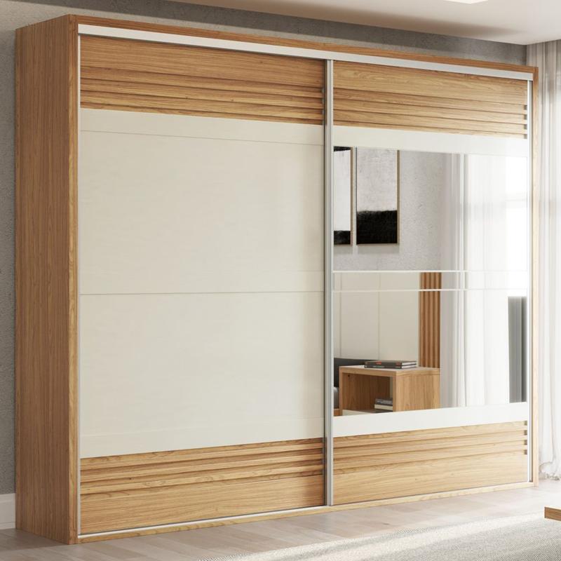 Rady 100×200サイズ Guarda Roupa 100% MDF Casal 2,67m com 2 portas de correr e espelho